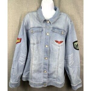 Sheryl Crow Faded Denim Military Patch Women's Jacket Size 2X NWT